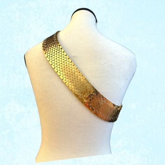 Womens Thick Gold Sequin Buckled Belt S M L - Picture 4 of 7